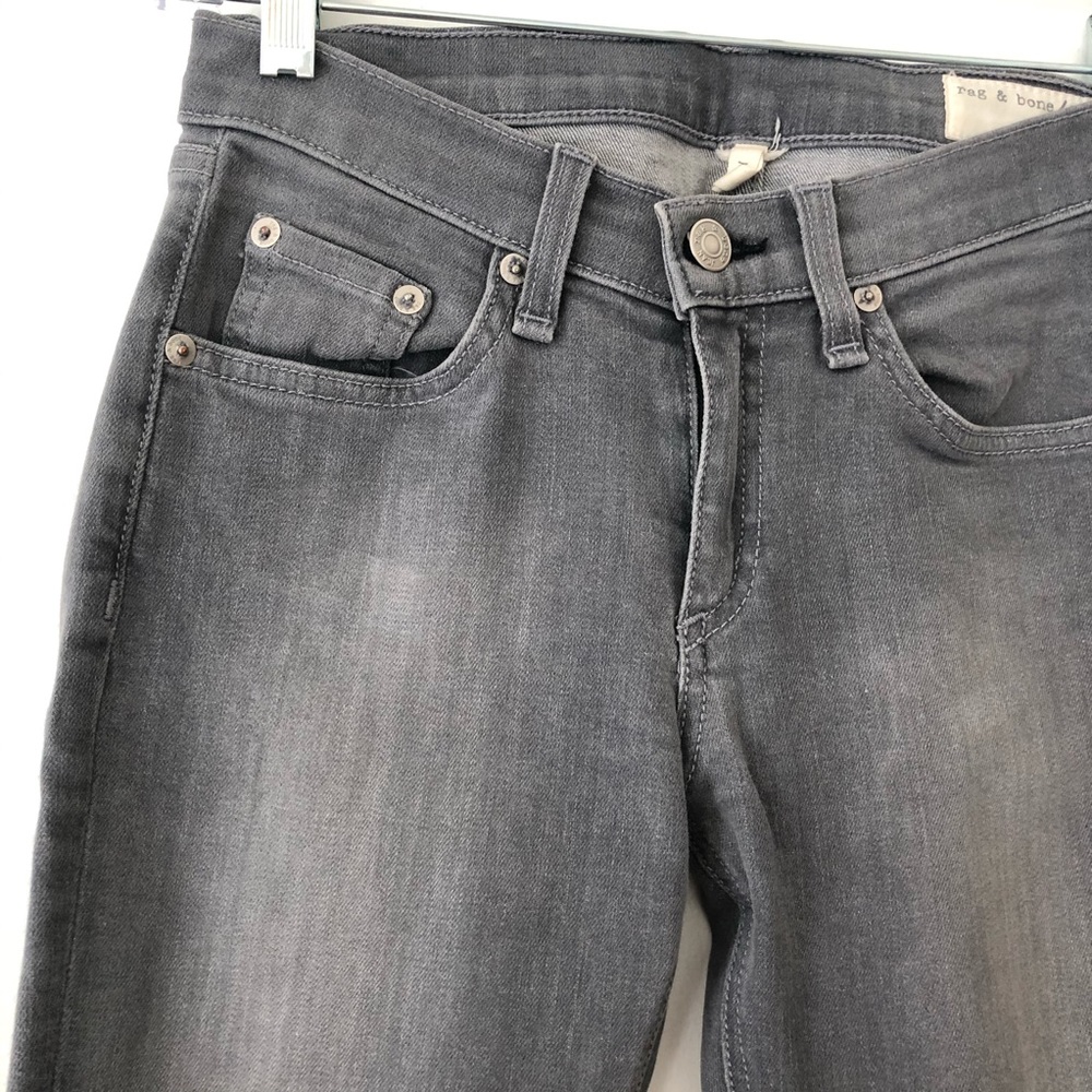 Rag & Bone Skinny Mid Rise Stretch Jeans in Grey - Picture 3 of 5